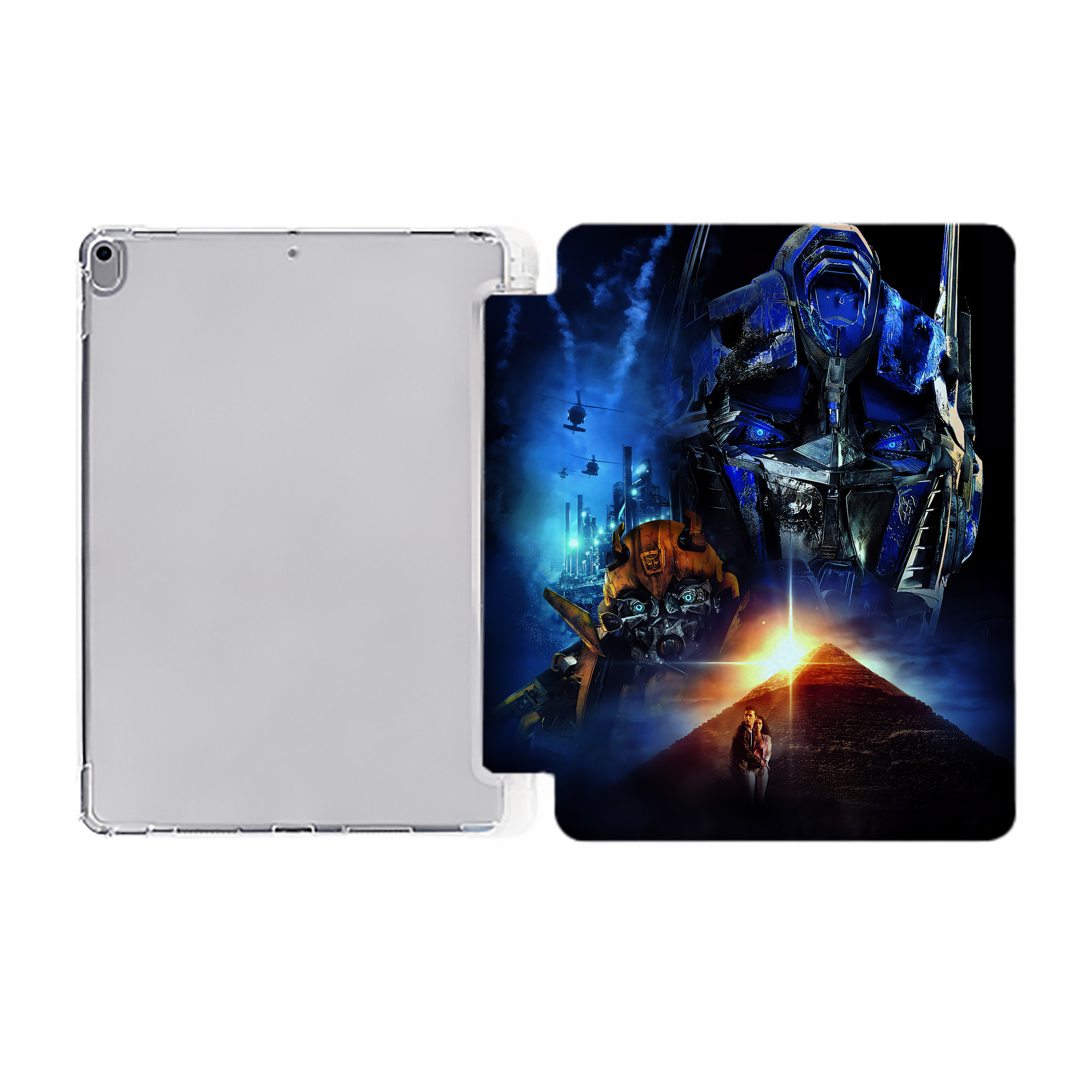 （画像用） Transformers トランスフォーマー IPad ケース ペン収納付き 三つ折りスタンド PUレザー×シリコン 対応機種9.5/10.5/10.9インチ